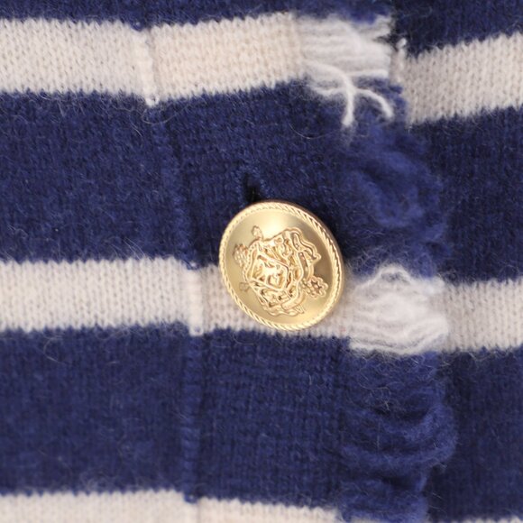 J.CREW 100% Cashmere Fringe-Trim Sweater Lady Jacket Evening Muslin Navy Size XL - Picture 9 of 12